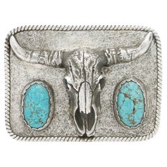 Western Turquoise and Silver Buckle by Spirit Silver