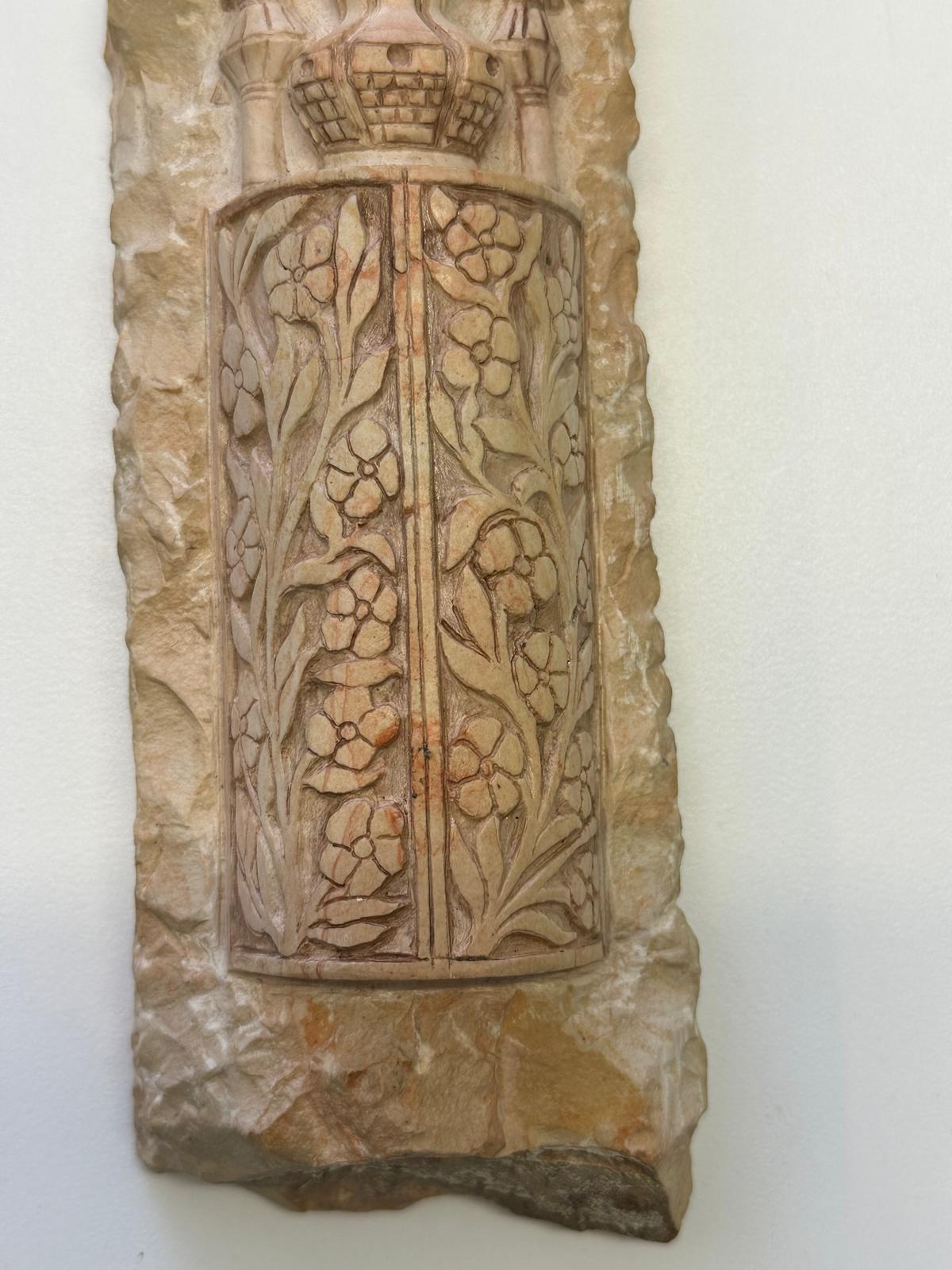 Contemporary Western Wall Heritage Mezuzah – Hand-Carved Stone by Gideon Bustani For Sale