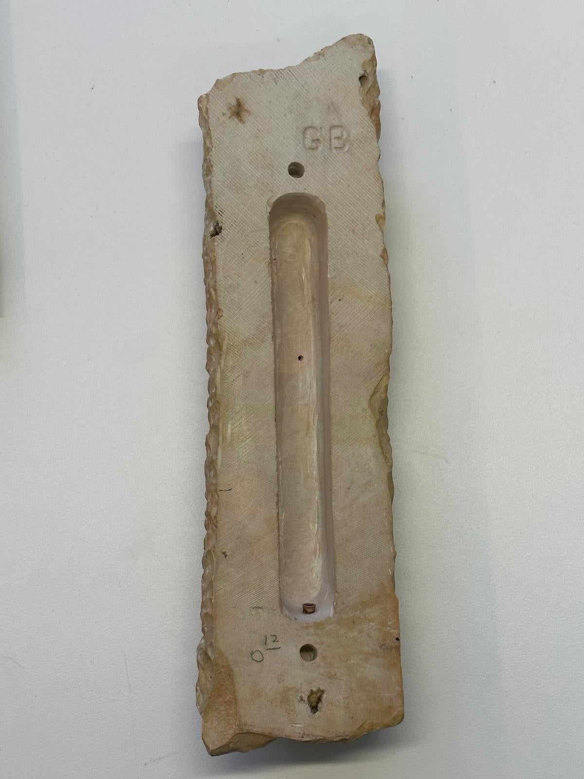 Western Wall Heritage Mezuzah – Hand-Carved Stone by Gideon Bustani For Sale 4