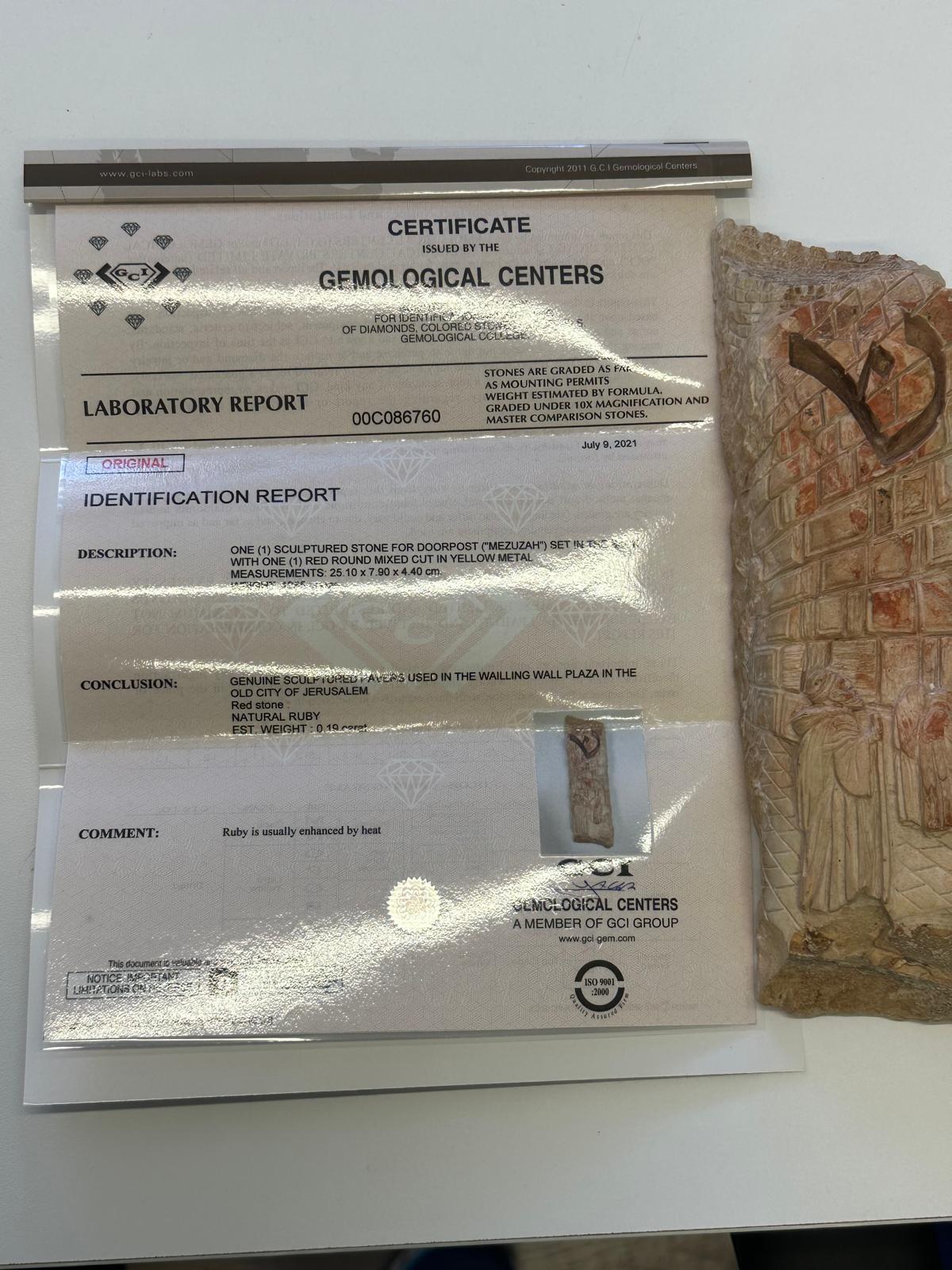 Western Wall Heritage Mezuzah – Hand-Carved Stone Depicting Prayer at the Kotel For Sale 7