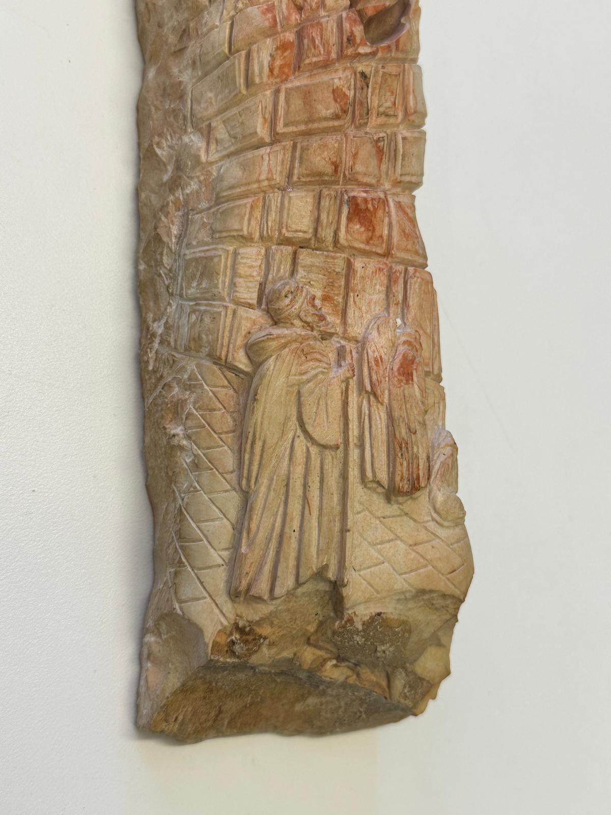 Israeli Western Wall Heritage Mezuzah – Hand-Carved Stone Depicting Prayer at the Kotel For Sale