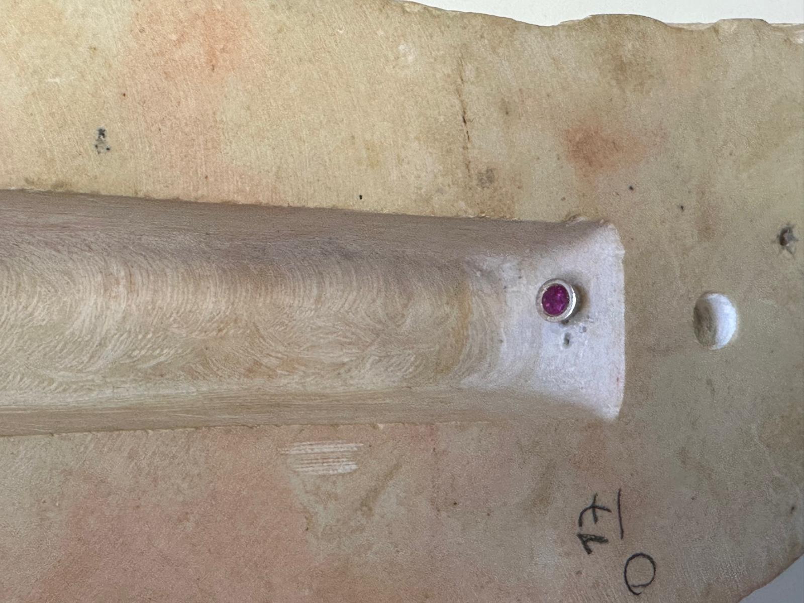 Western Wall Heritage Mezuzah – Hand-Carved Stone with Menorah by Gideon Bustani For Sale 6