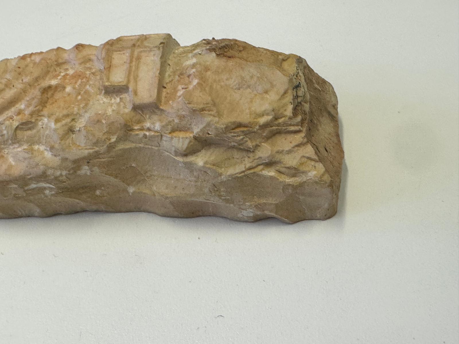 Western Wall Heritage Mezuzah – Hand-Carved Stone with Menorah by Gideon Bustani For Sale 10