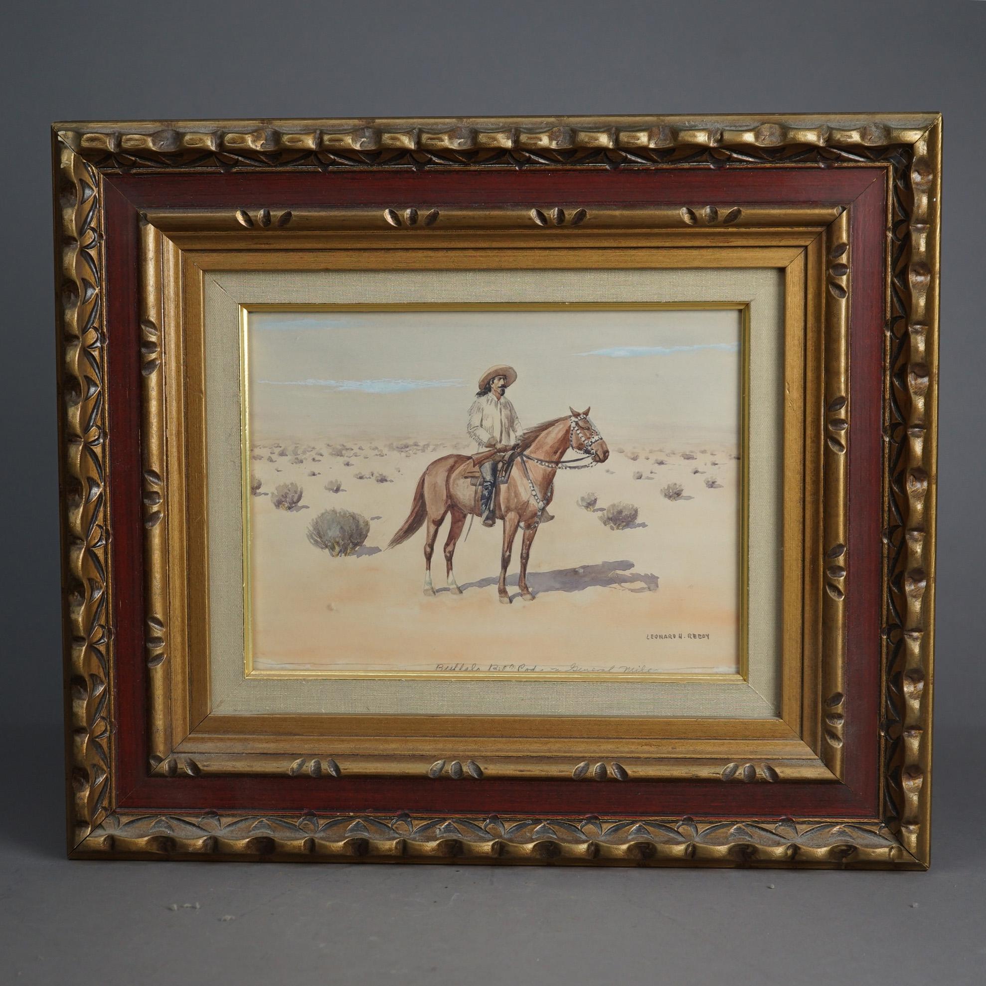 Western Watercolor Desert Landscape Painting of Gen Miles by Leo. Reedy, 20th C In Good Condition In Big Flats, NY