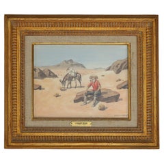 Western Watercolor Landscape Painting with Miner by Leonard Howard Reedy, 20th C