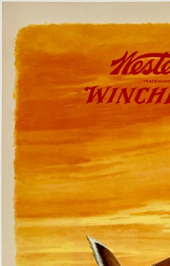 WESTERN WINCHESTER Original Vintage Buck Deer Hunting Rifle Shotgun Poster