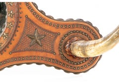 Western Wood and Leather Wall Handing with Horns, by Buck Flynn Co. Santa Fe, NM