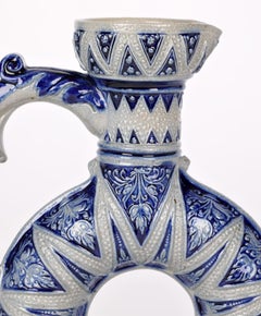 Westerwald German Salt Glazed Stoneware Donut Shape Jug