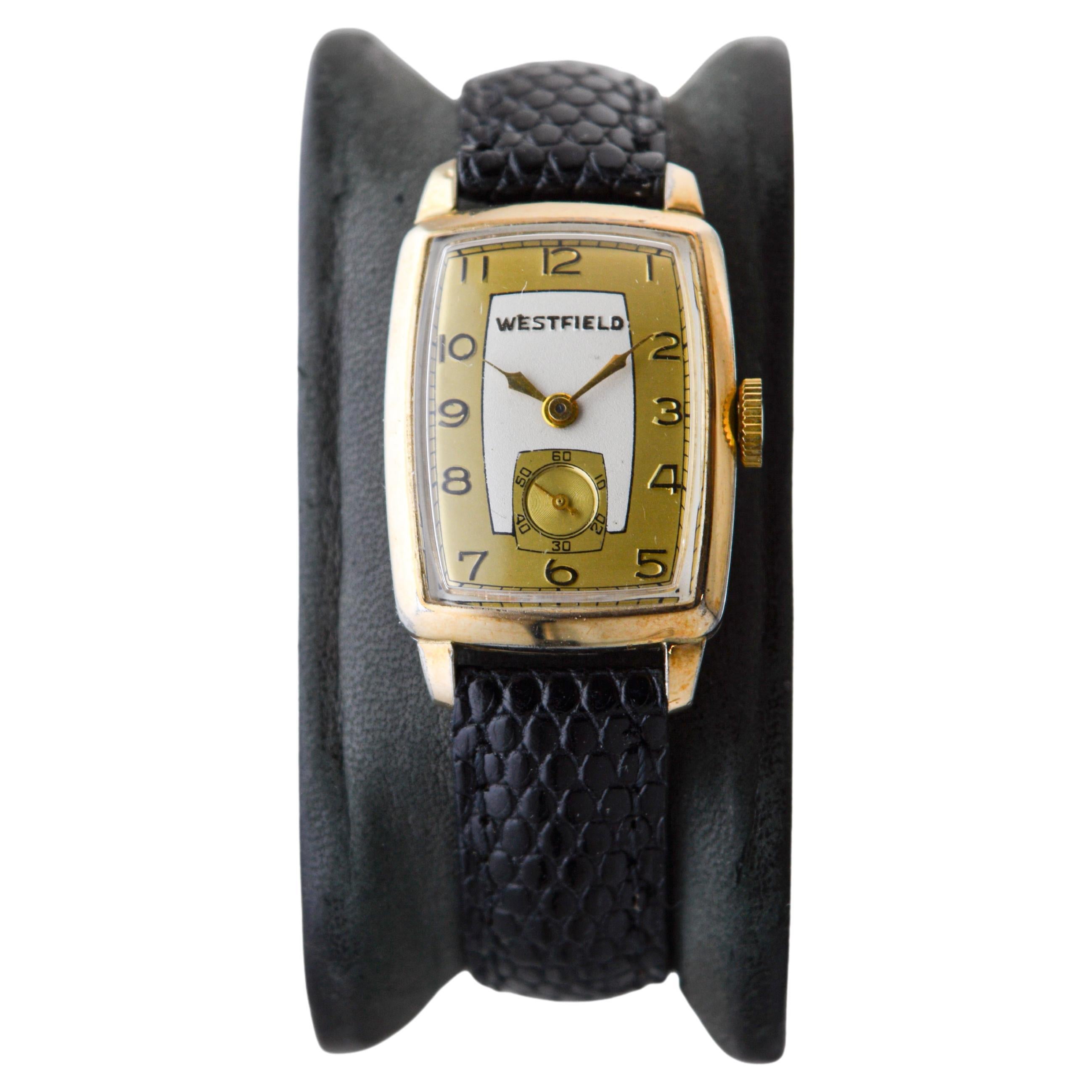Westfield by Bulova Art Deco Tonneau Shape with  In Excellent Condition For Sale In Long Beach, CA