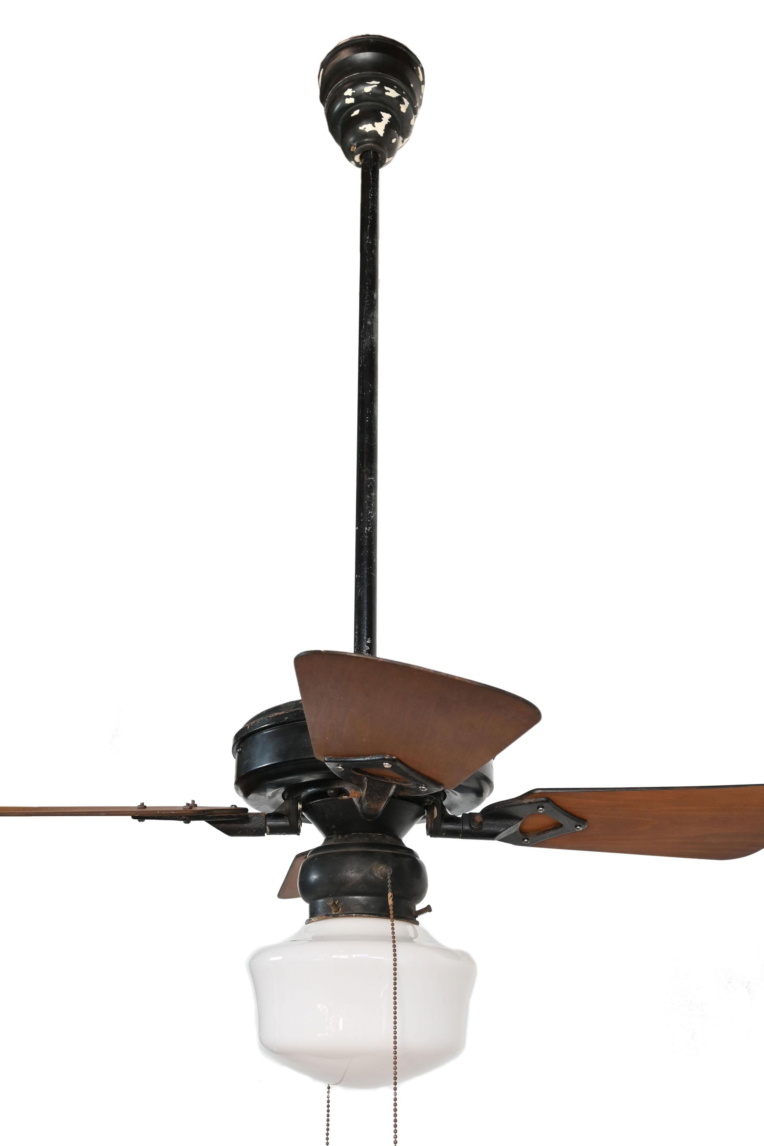 Westinghouse Ceiling Fan with Schoolhouse Shade In Good Condition In Minneapolis, MN