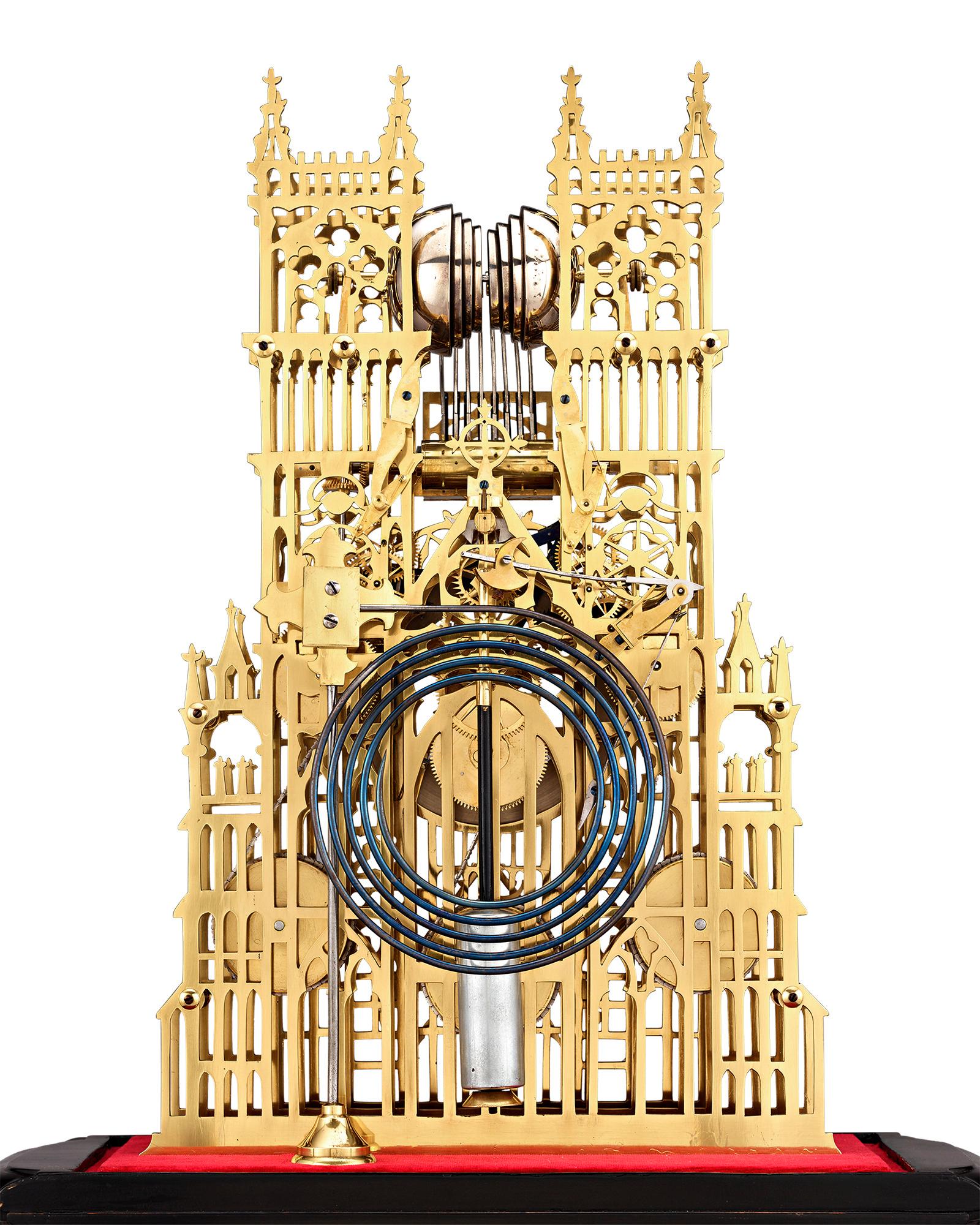 Other Westminster Abbey Three Train Fuseé Skeleton Clock by Evans