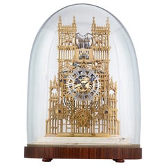 Antique Westminster Abbey Three Train Skeleton Clock by Evans