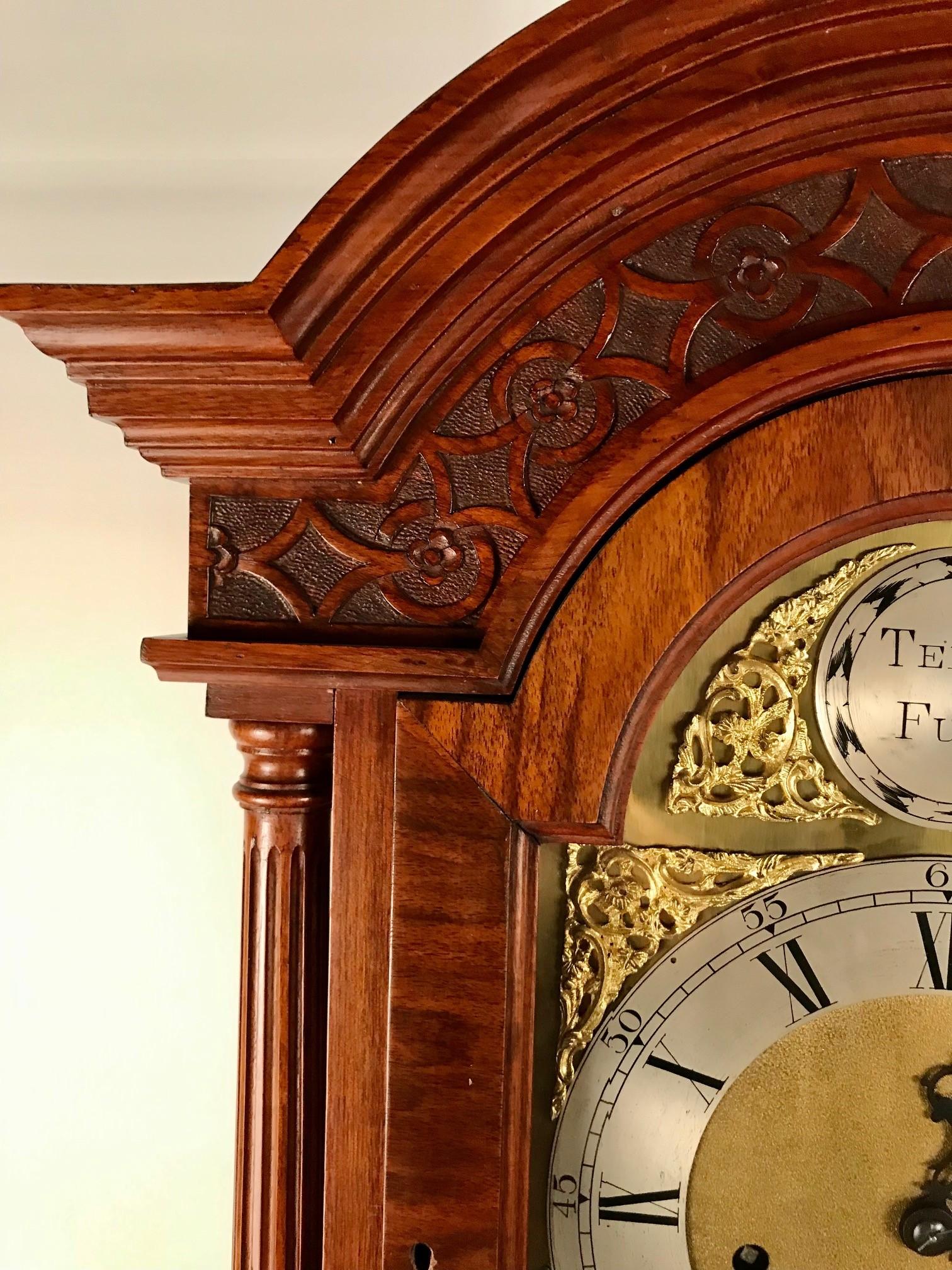 Westminster Chiming Grandmother Clock in a Mahogany Case For Sale 2