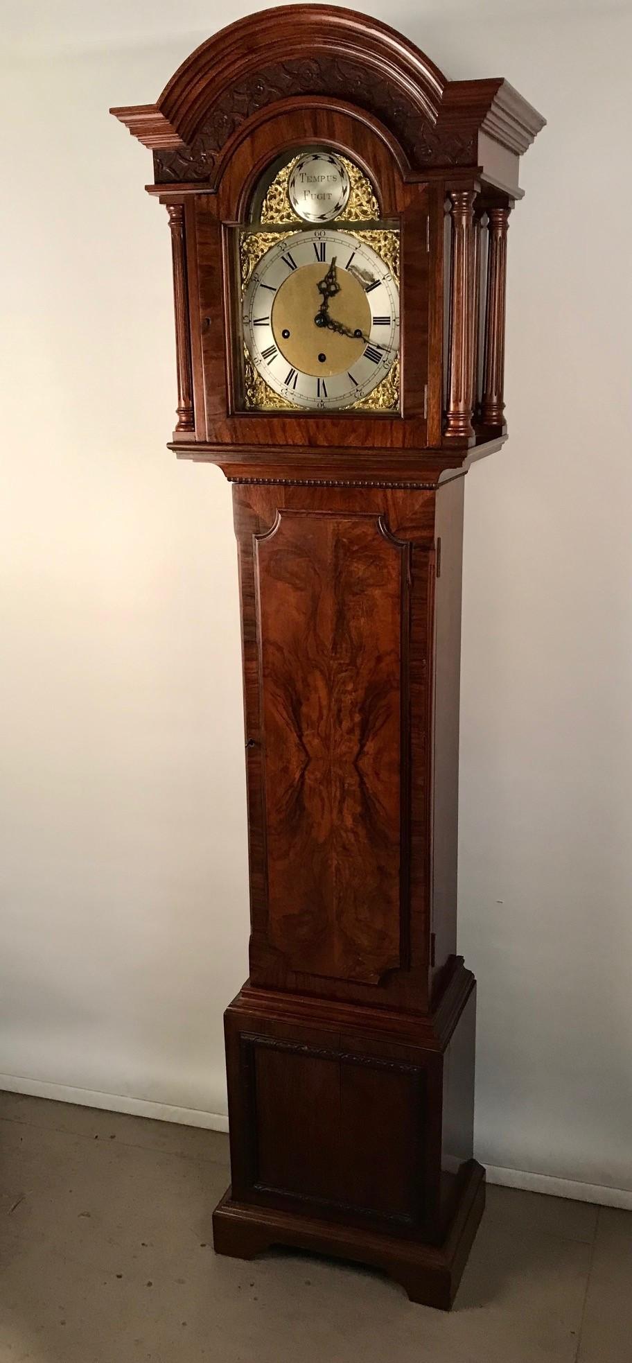 Georgian Westminster Chiming Grandmother Clock in a Mahogany Case For Sale