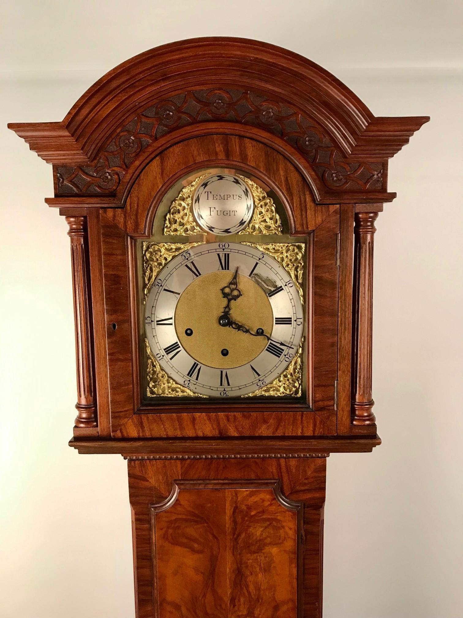 Hand-Crafted Westminster Chiming Grandmother Clock in a Mahogany Case For Sale