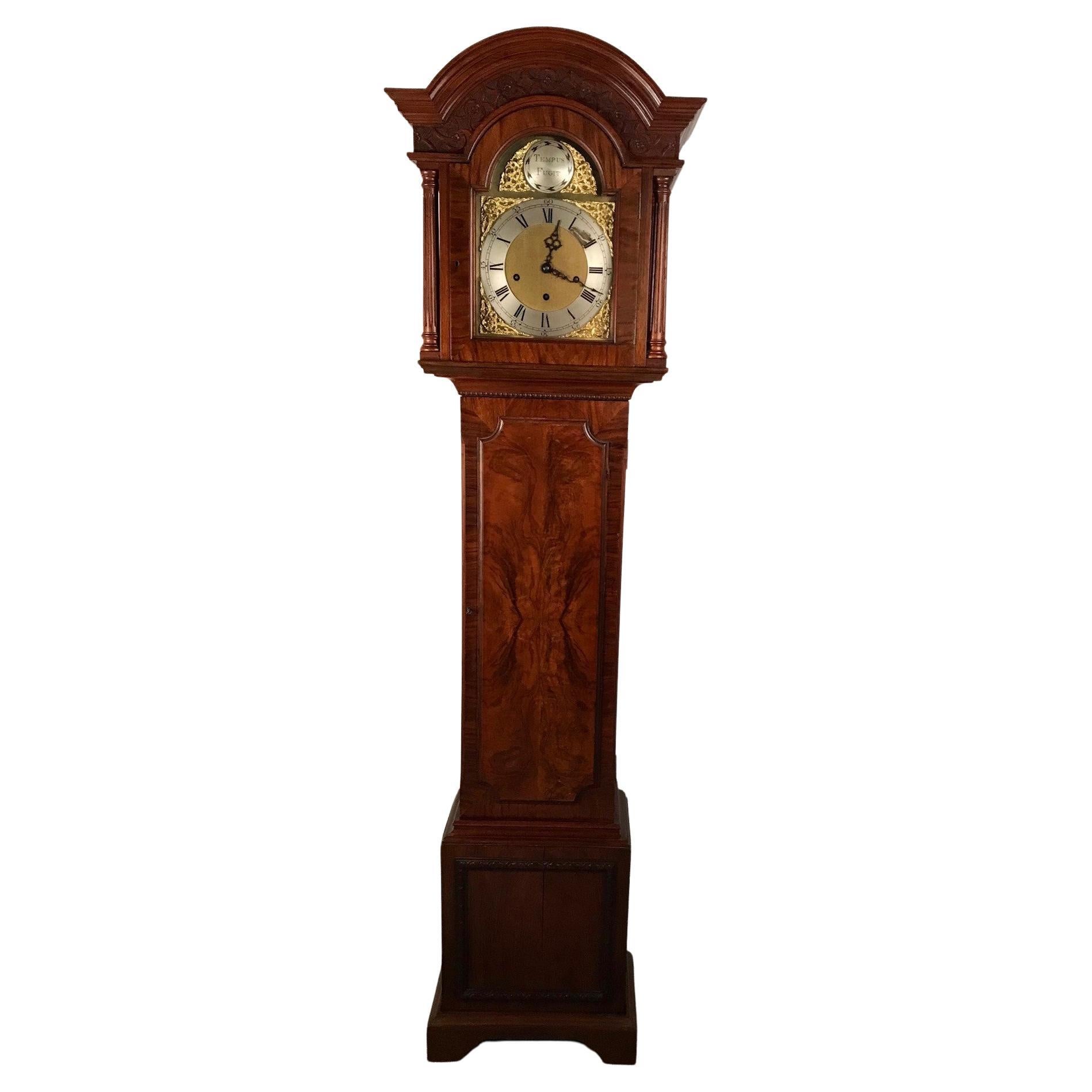 Westminster Chiming Grandmother Clock in a Mahogany Case For Sale