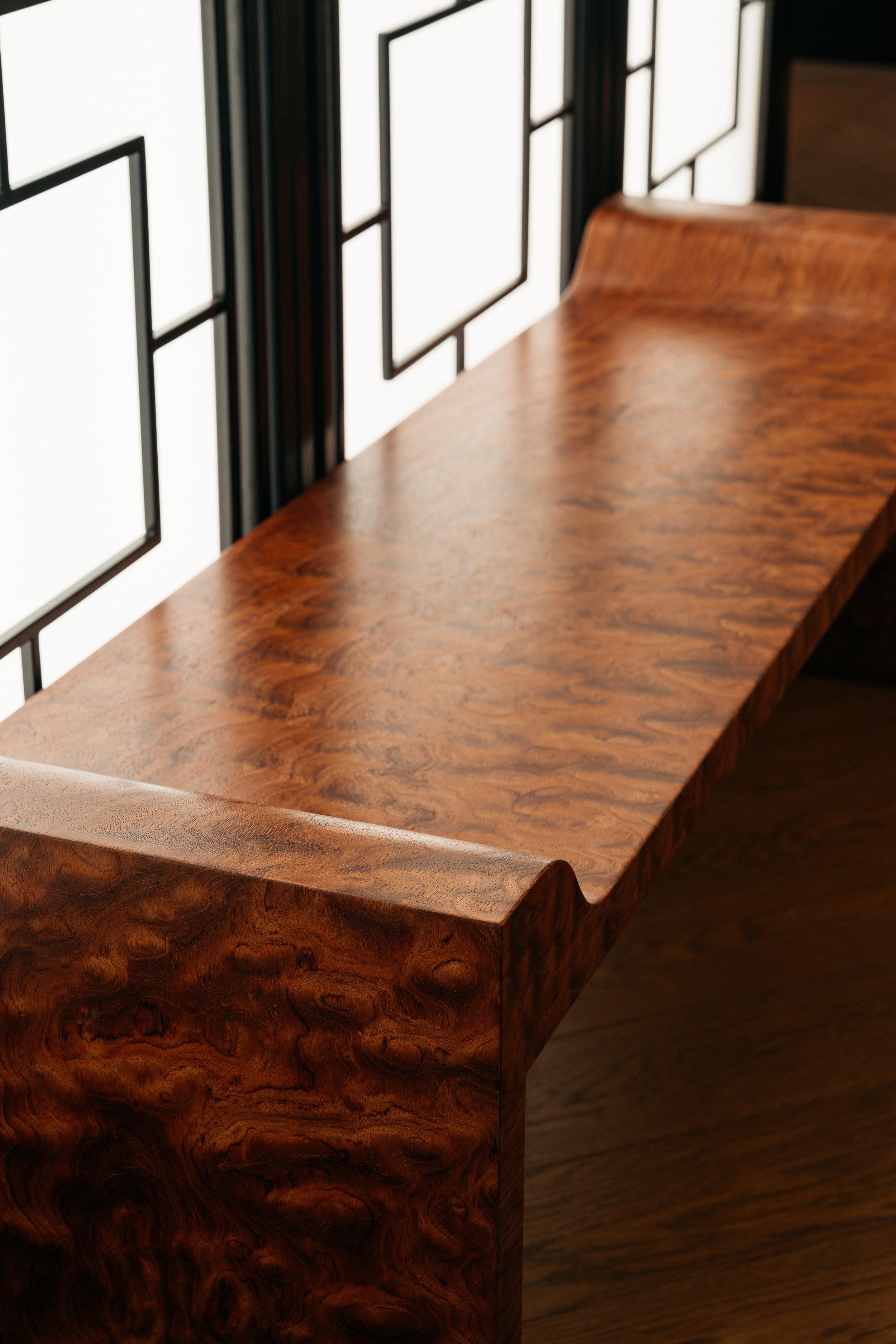 Exotic Bench WESTMINSTER - Sculptural handmade bench in exotic veneer Bubinga Pomele ...