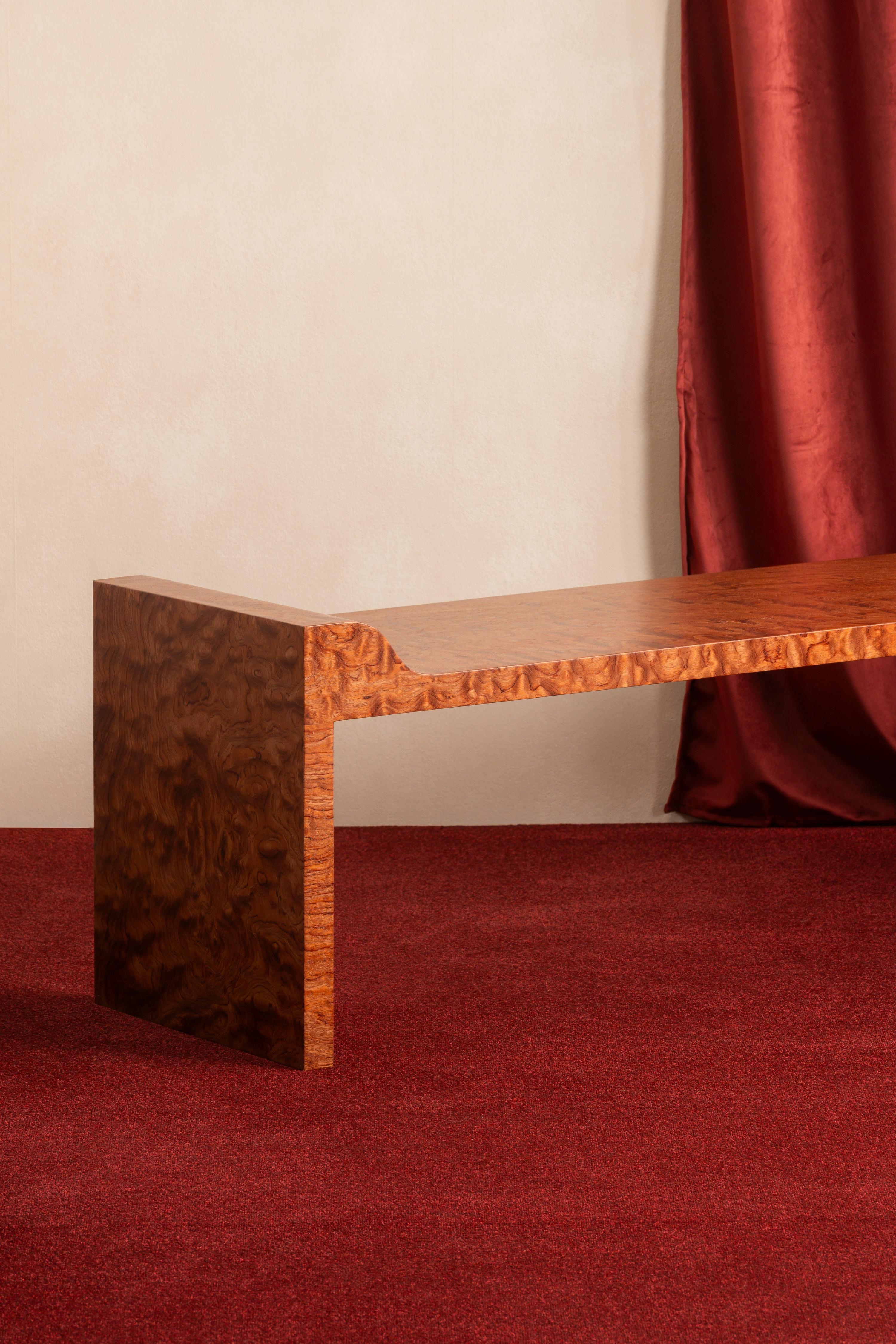 Exotic Bench WESTMINSTER - Sculptural handmade bench in exotic veneer Bubinga Pomele ...
