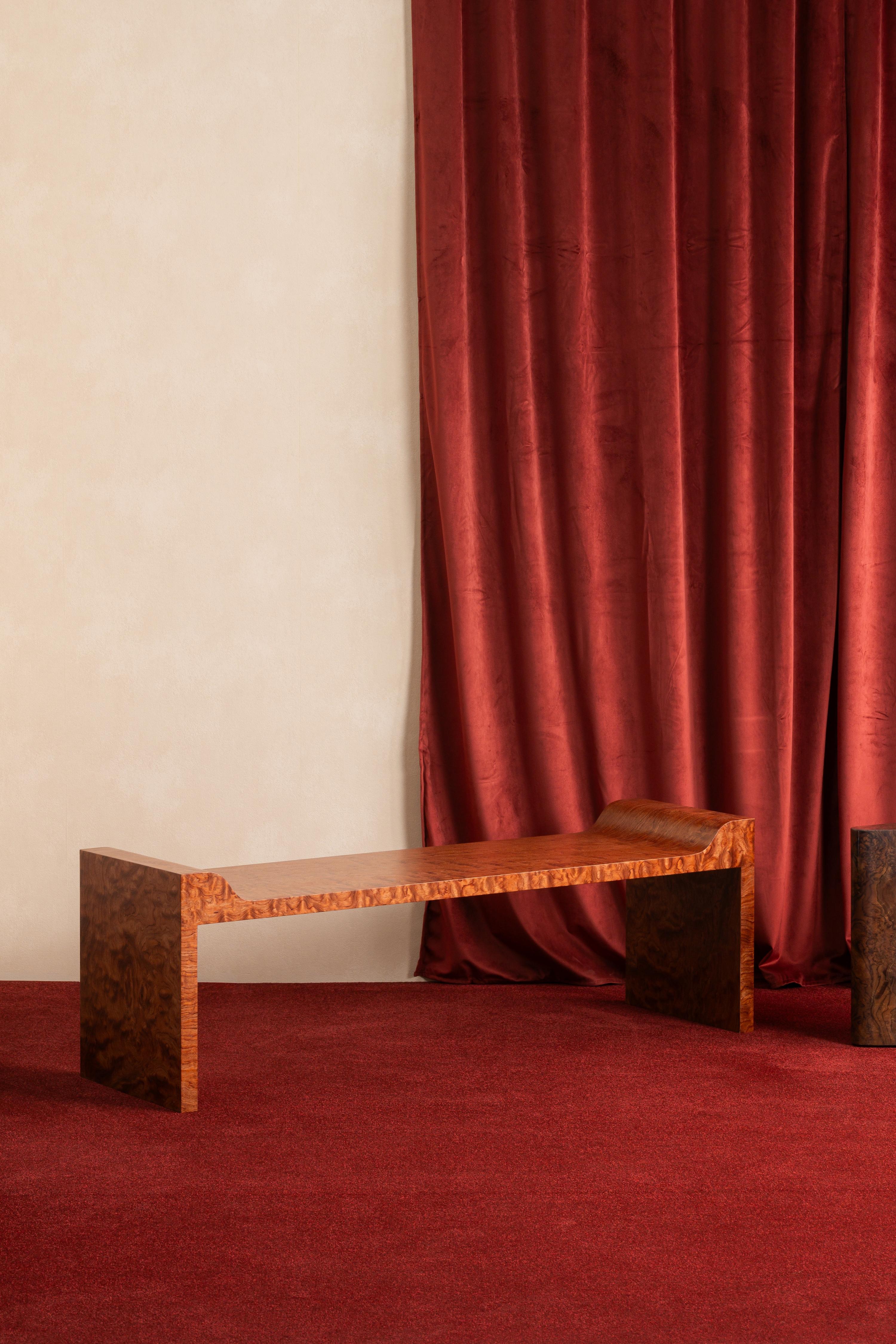 Exotic Bench WESTMINSTER - Sculptural handmade bench in exotic veneer Bubinga Pomele ...