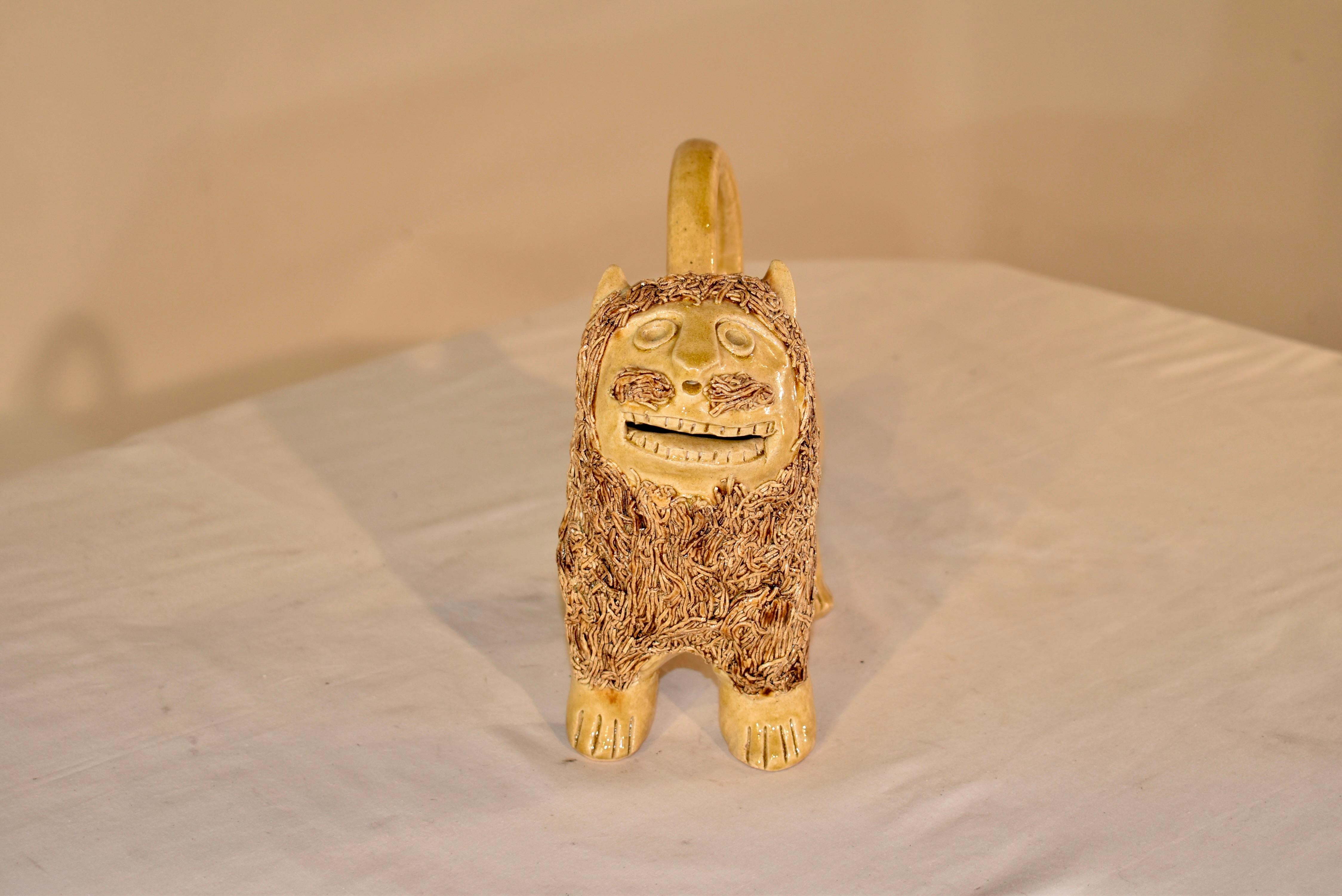 Folk Art Westmoore Pottery Lion, Signed 2005 For Sale