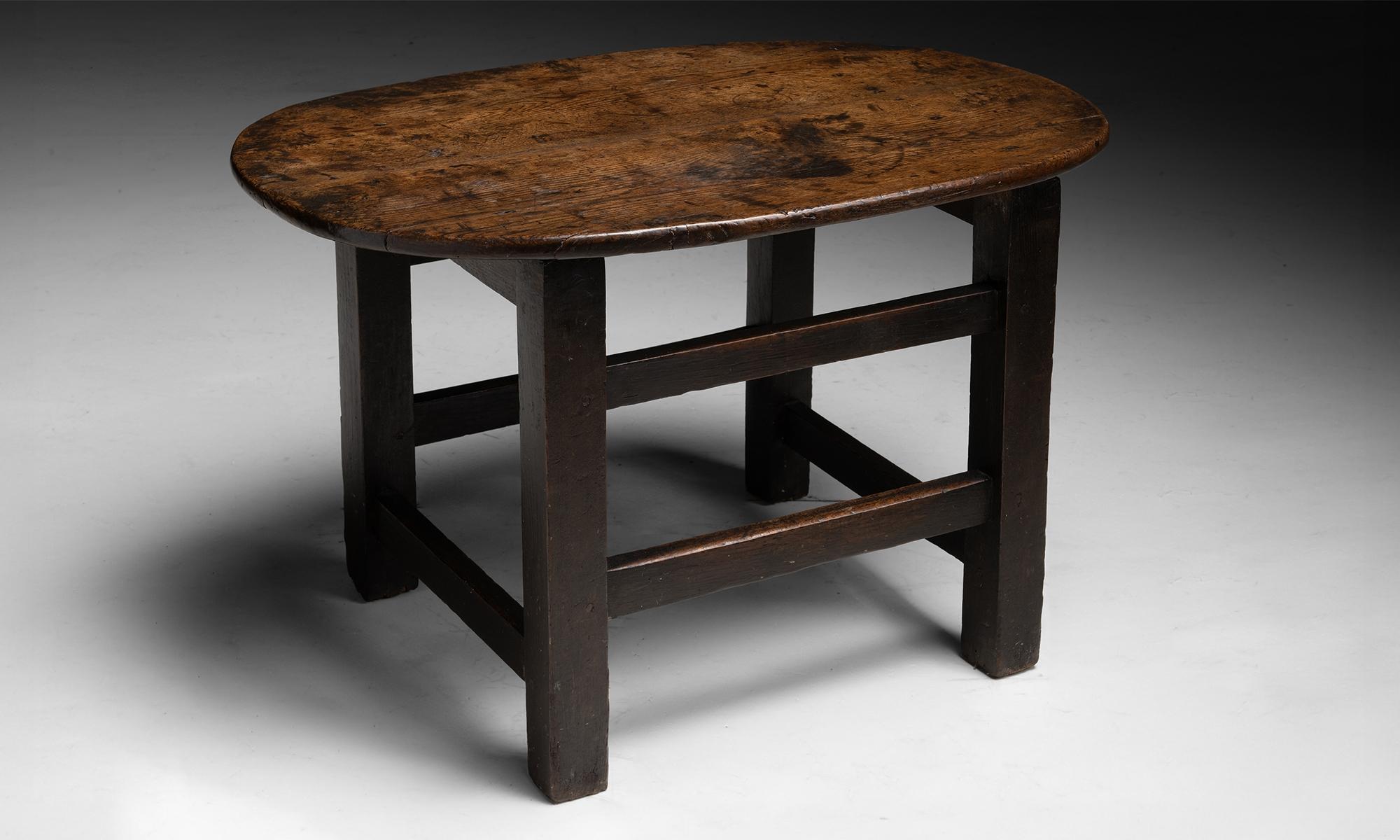 English Westmorland Oak Low Oval Table, England circa 1780
