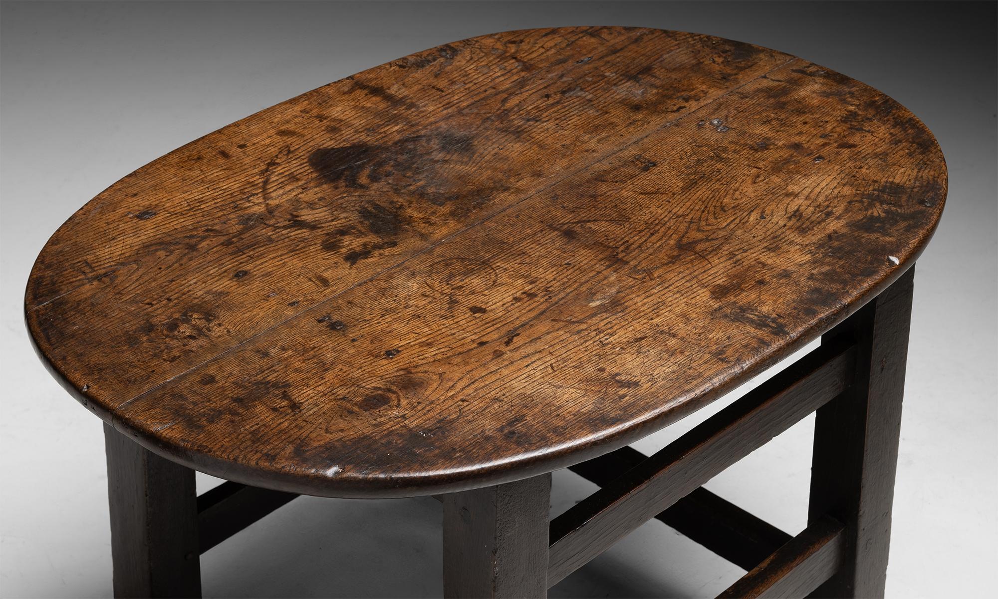 Late 18th Century Westmorland Oak Low Oval Table, England circa 1780