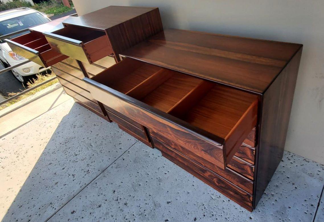 Westnofa 3 Piece Rosewood Dresser Set, 1960s In Good Condition For Sale In Monrovia, CA