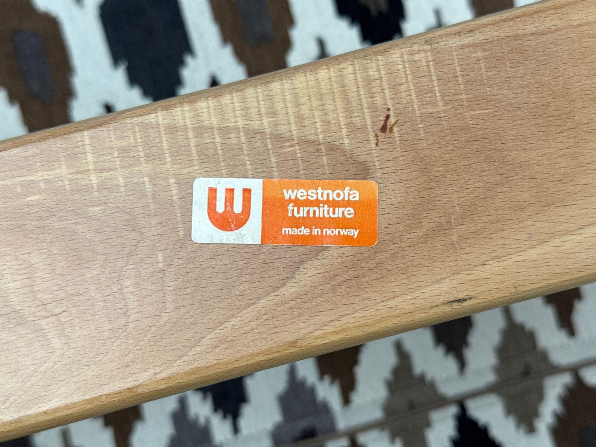 Westnofa, bois courbé, tissu, chaise longue et ottoman, Norvège, années 1960 en vente 7