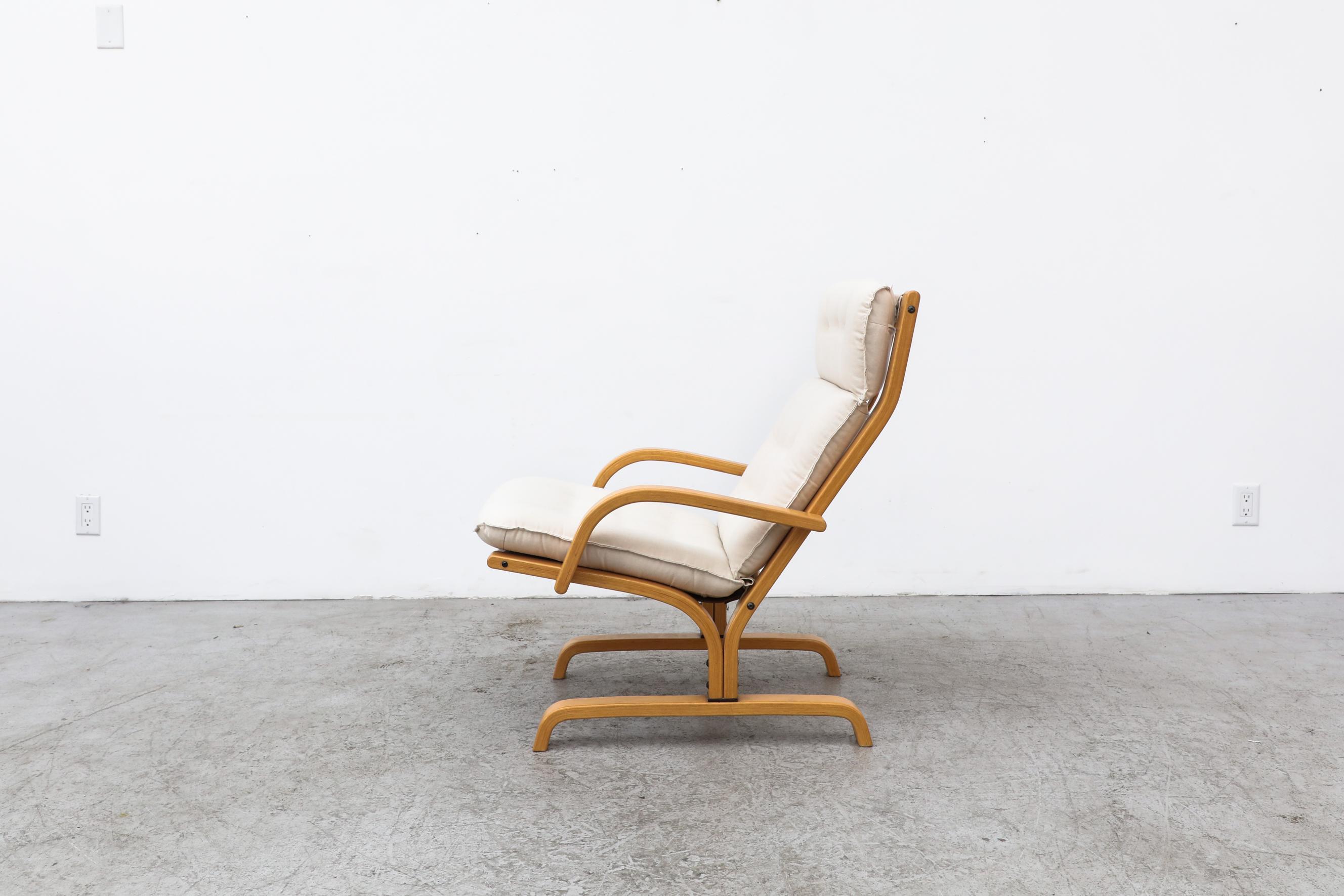 Norwegian Westnofa Blonde Lounge Chair with Natural Canvas Seating