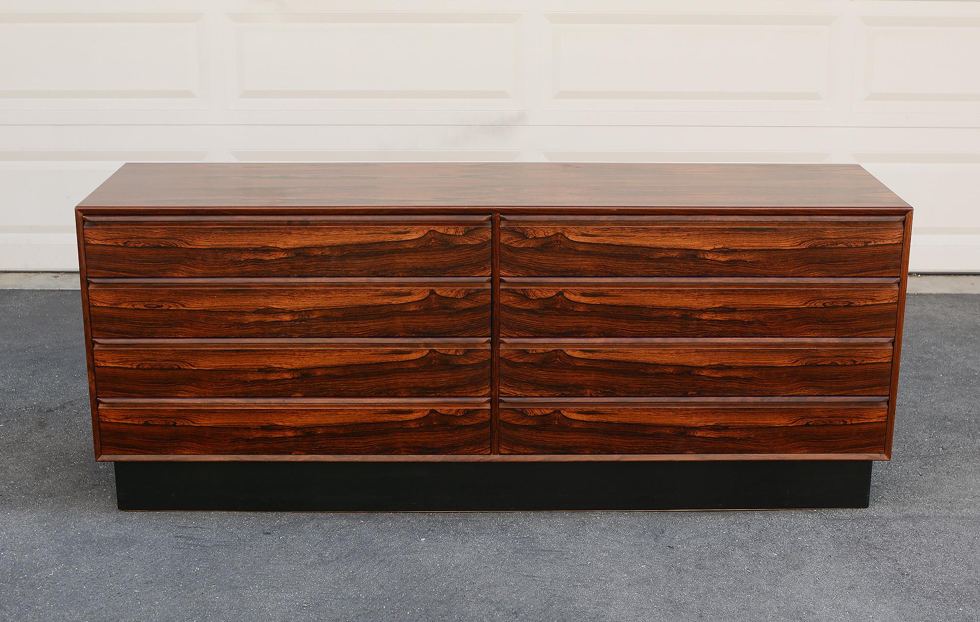 Mid-Century Modern Westnofa Brazilian Rosewood Long Eight Drawer Chest