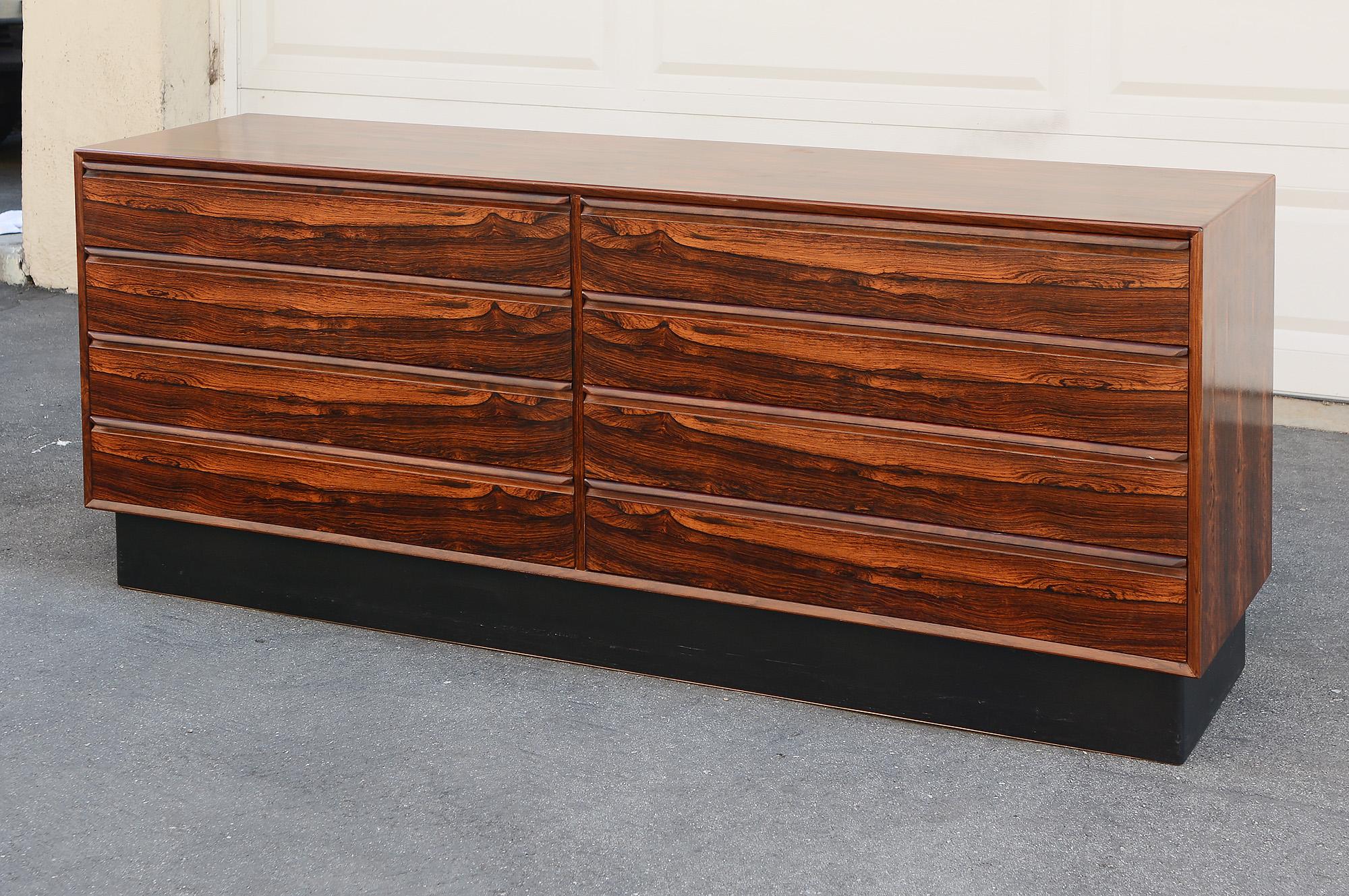 Norwegian Westnofa Brazilian Rosewood Long Eight Drawer Chest