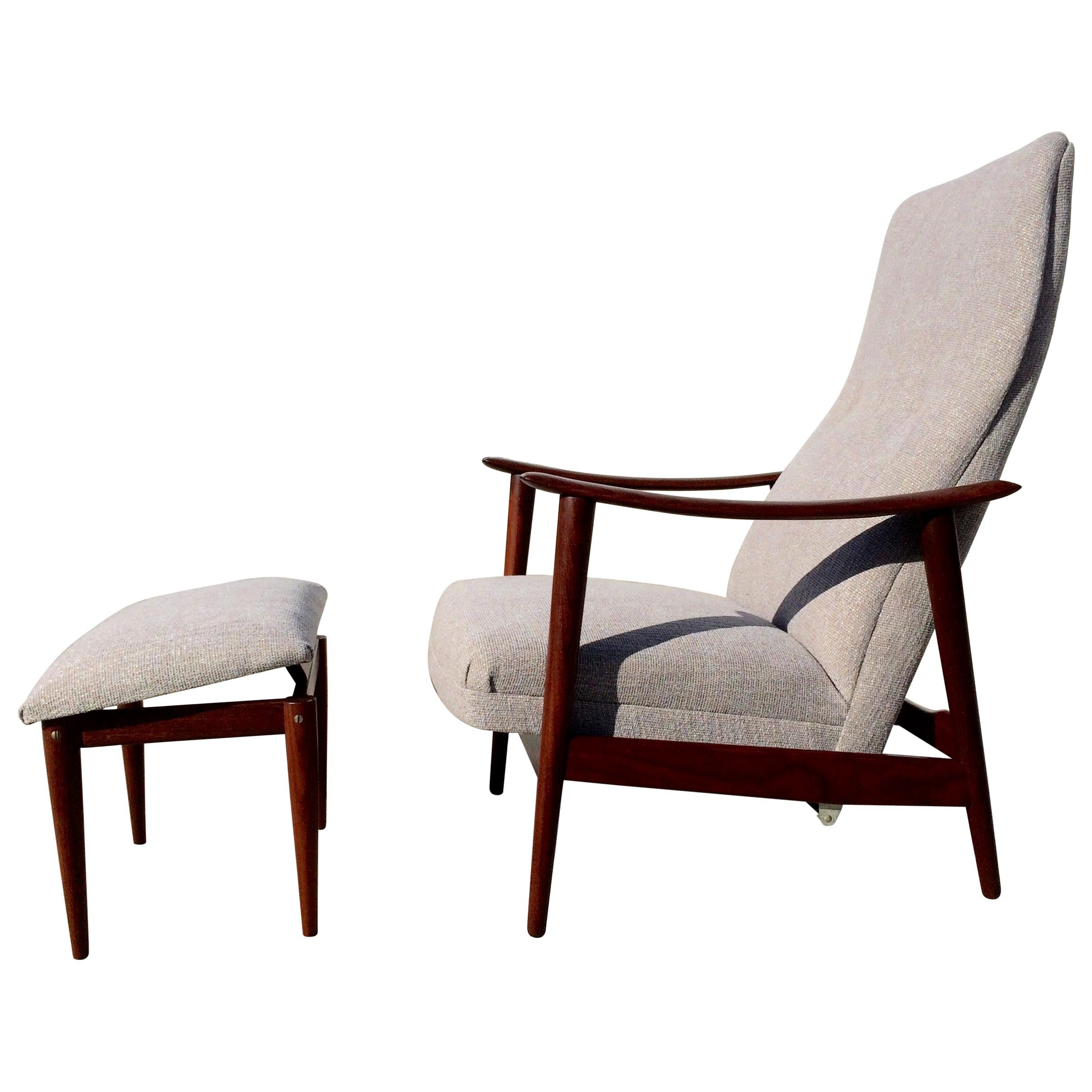 Westnofa Lounge Chair and Ottoman Danish Modern, Walnut