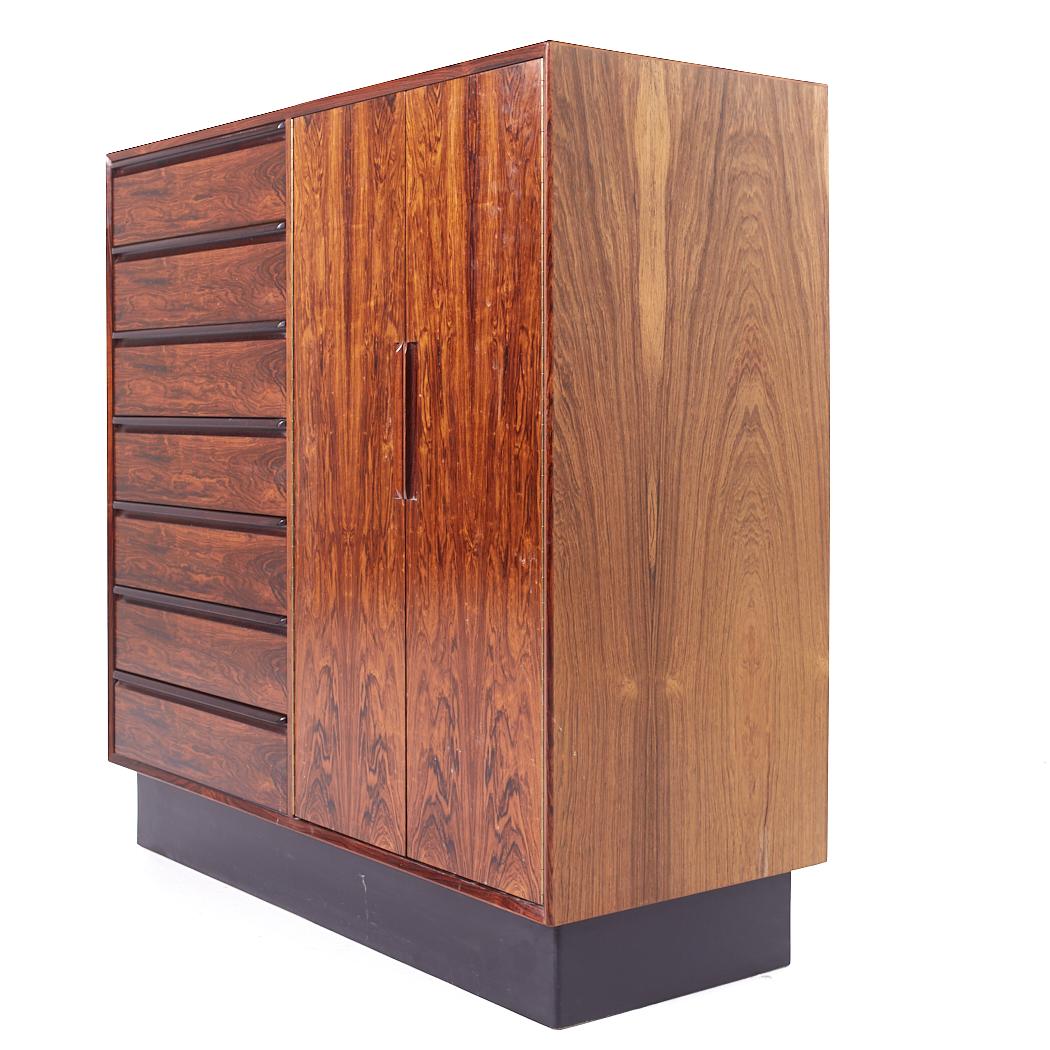 Late 20th Century Westnofa MCM Danish Rosewood 14 Drawer Armoire Gentleman's Chest Highboy Dresser For Sale