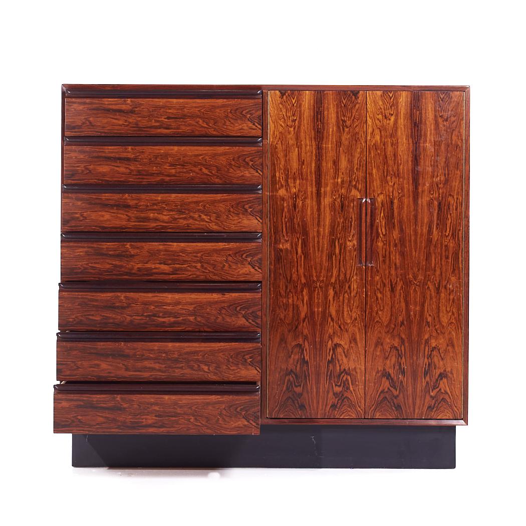 Westnofa MCM Danish Rosewood 14 Drawer Armoire Gentleman's Chest Highboy Dresser For Sale 1