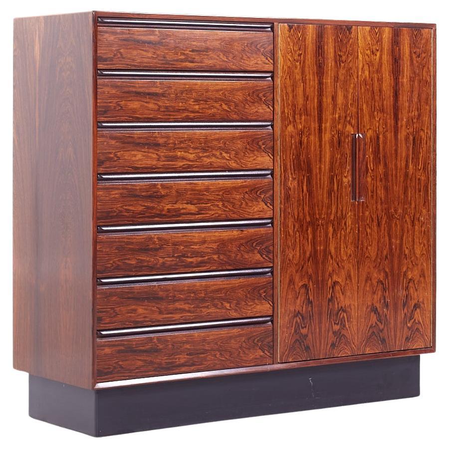 Westnofa MCM Danish Rosewood 14 Drawer Armoire Gentleman's Chest Highboy Dresser