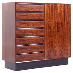 Westnofa MCM Danish Rosewood 14 Drawer Armoire Gentleman's Chest Highboy Dresser