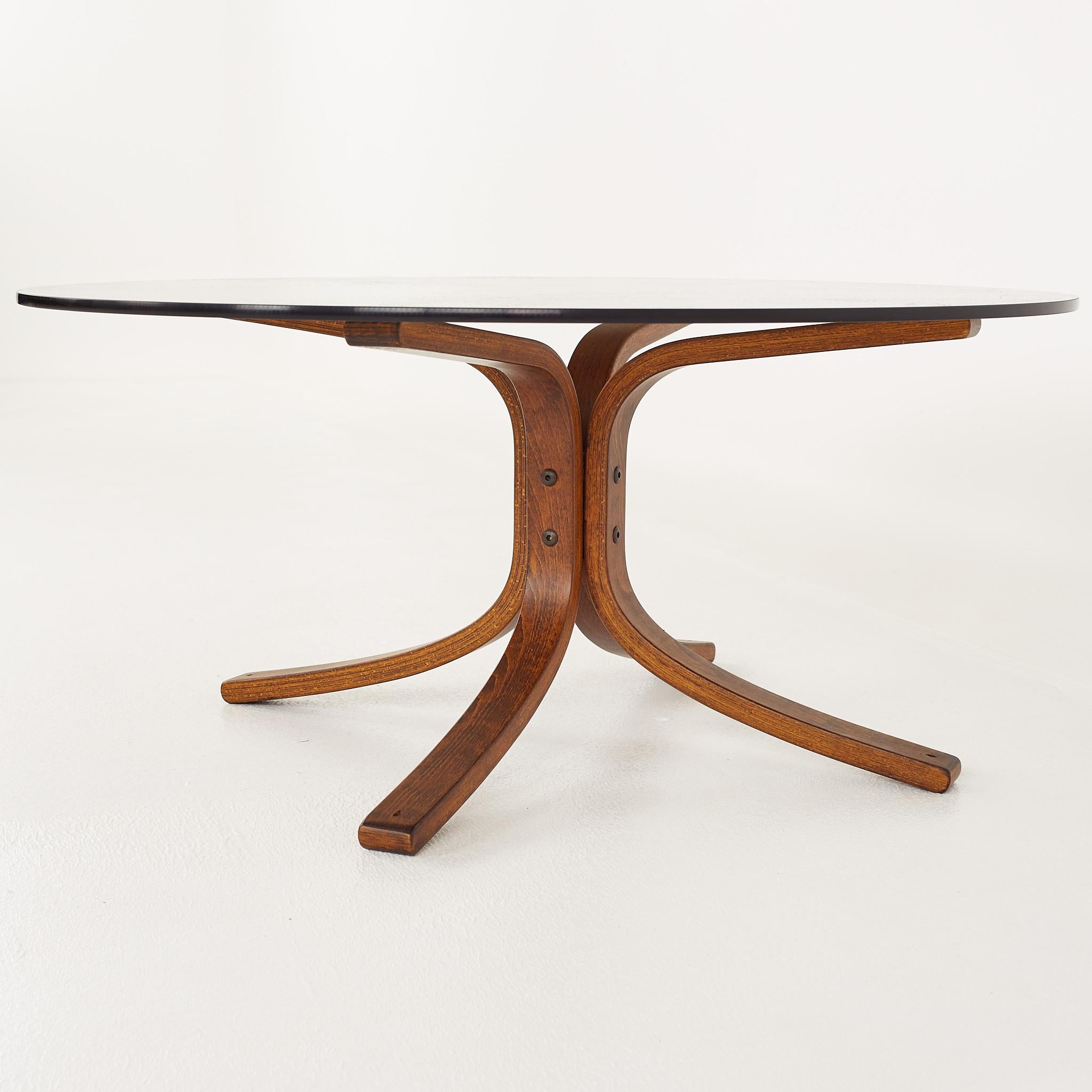 Mid-Century Modern Westnofa Mid Century Bentwood and Smoked Glass Coffee Table