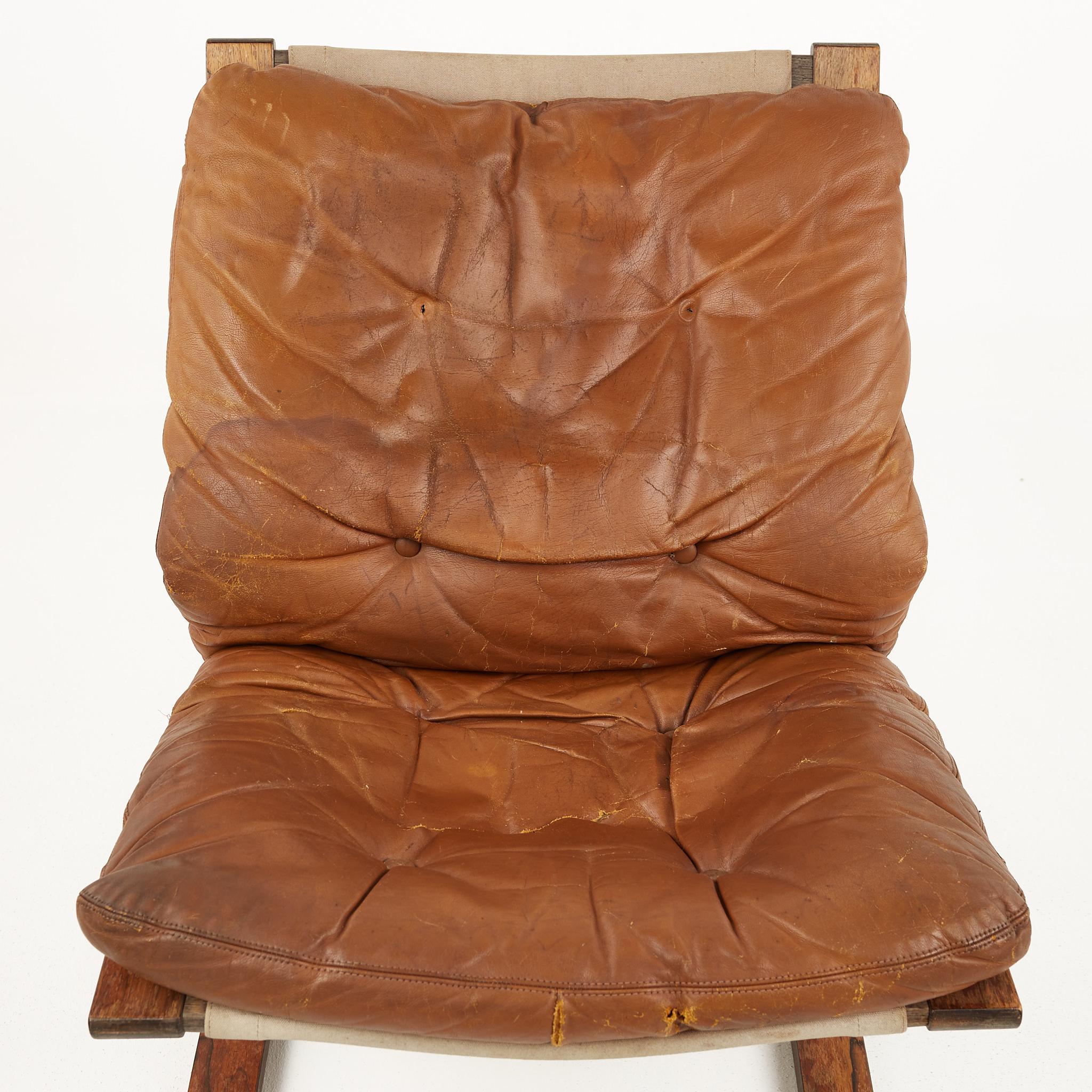 Westnofa Mid Century Bentwood Brown Leather Siesta Chair 1