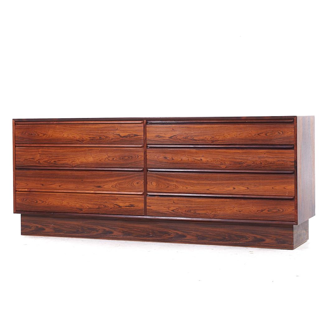 Mid-Century Modern Westnofa Mid Century Danish Rosewood 8 Drawer Lowboy Dresser For Sale