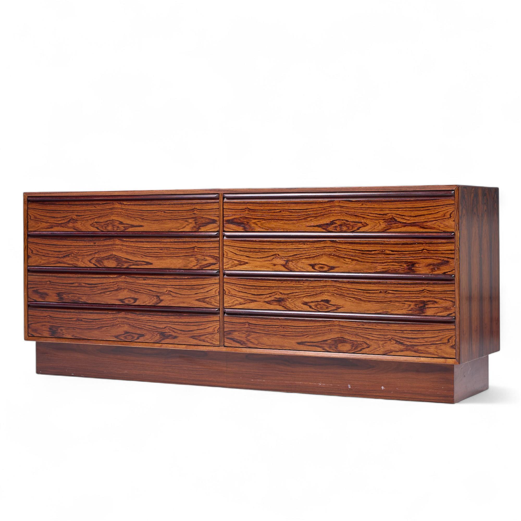Mid-Century Modern Westnofa Mid Century Danish Rosewood 8 Drawer Lowboy Dresser For Sale