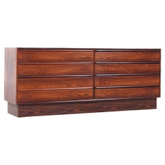 Westnofa commode basse danoise du milieu du siècle dernier en bois de rose à 8 tiroirs