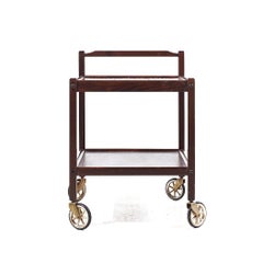 Westnofa Mid Century Dänisch Palisander und Kachel Top Rolling Bar Cart