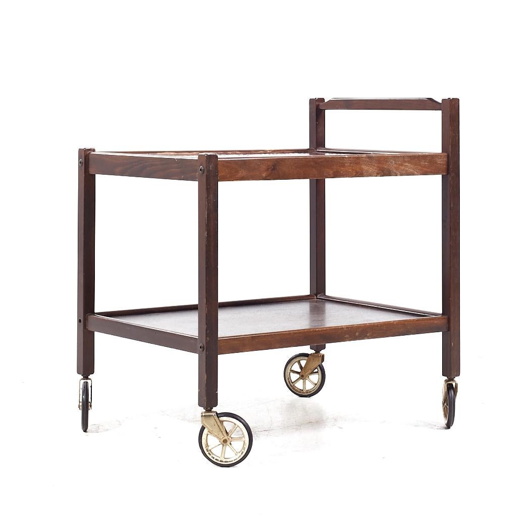 Mid-Century Modern Westnofa Mid Century Danish Rosewood and Tile Top Rolling Bar Cart For Sale