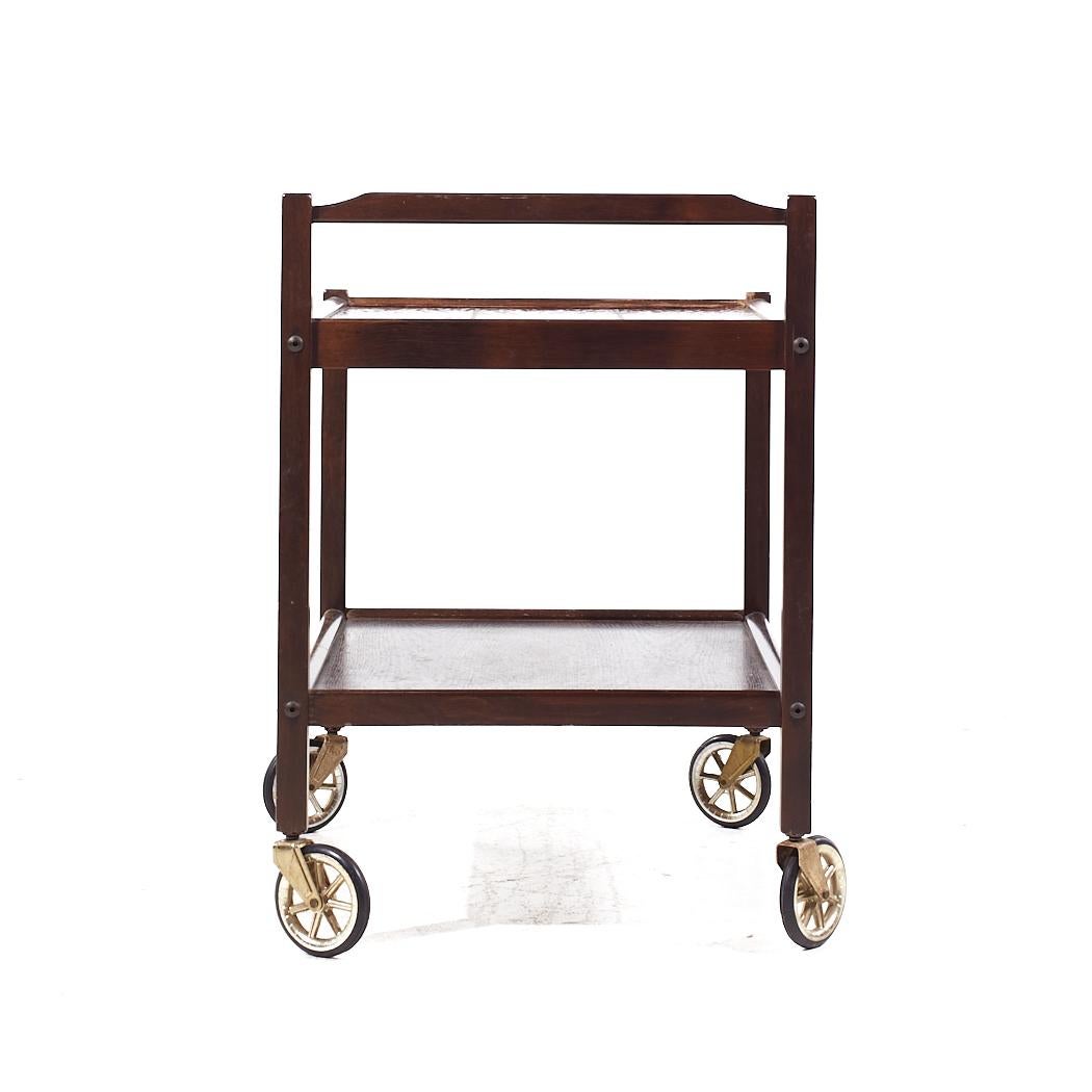 Métal Westnofa Mid Century Danish Rosewood and Tile Top Rolling Bar Cart (chariot de bar à roulettes) en vente