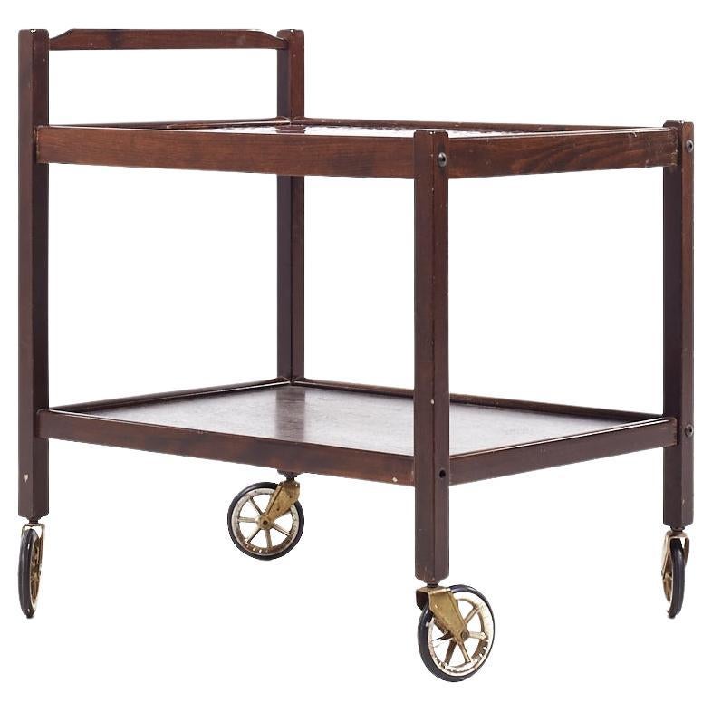 Westnofa Mid Century Danish Rosewood and Tile Top Rolling Bar Cart