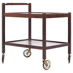 Westnofa Mid Century Danish Rosewood and Tile Top Rolling Bar Cart (chariot de bar à roulettes)