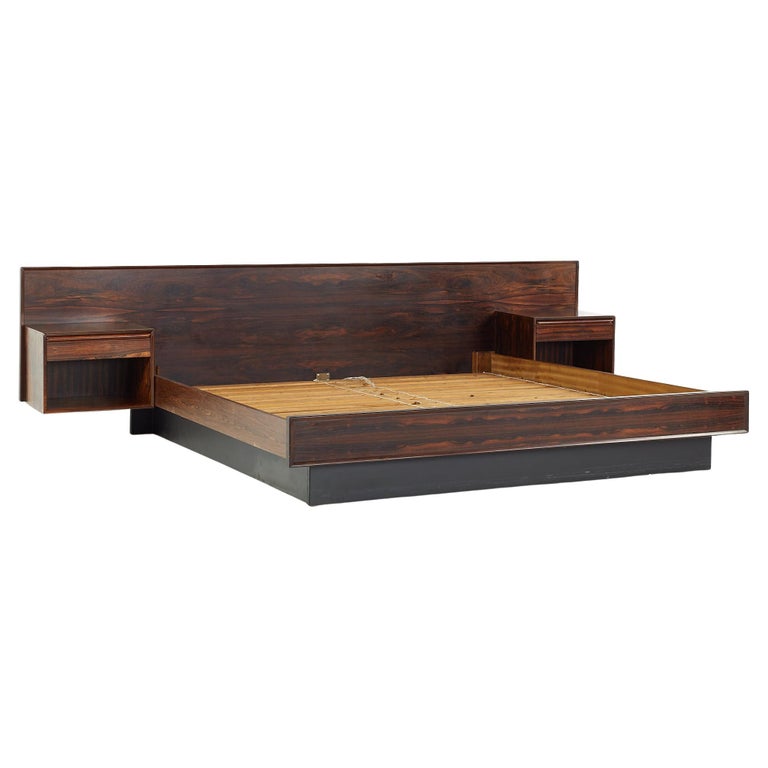 Westnofa Mid Century King Rosewood Platform Bed with Built In