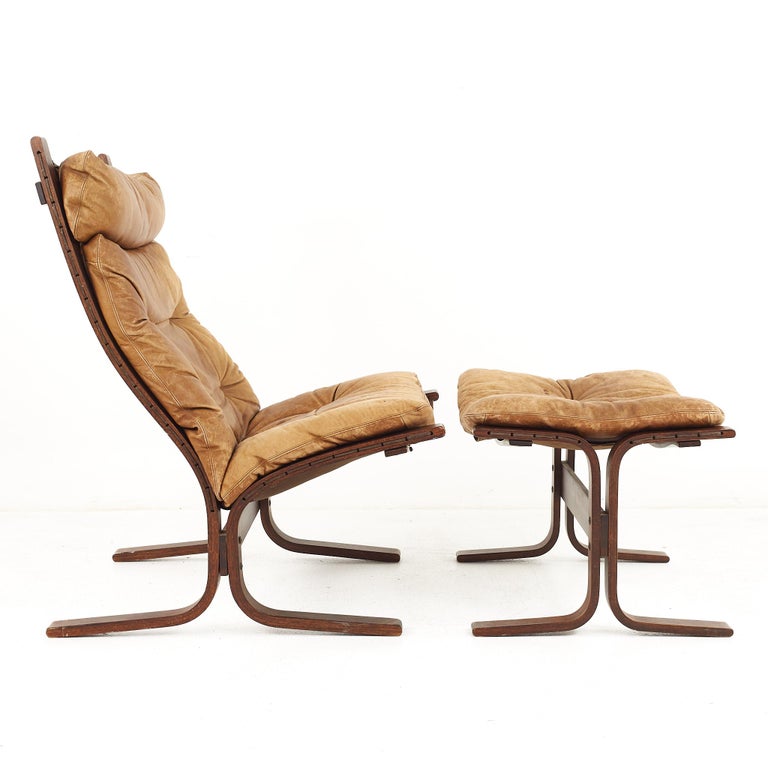 Westnofa Mid Century Leather Siesta Lounge Chair and Ottoman at 1stDibs