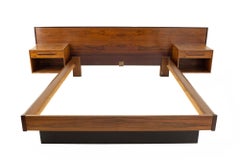 Westnofa Midcentury Rosewood Queen Headboard with Floating Nightstands