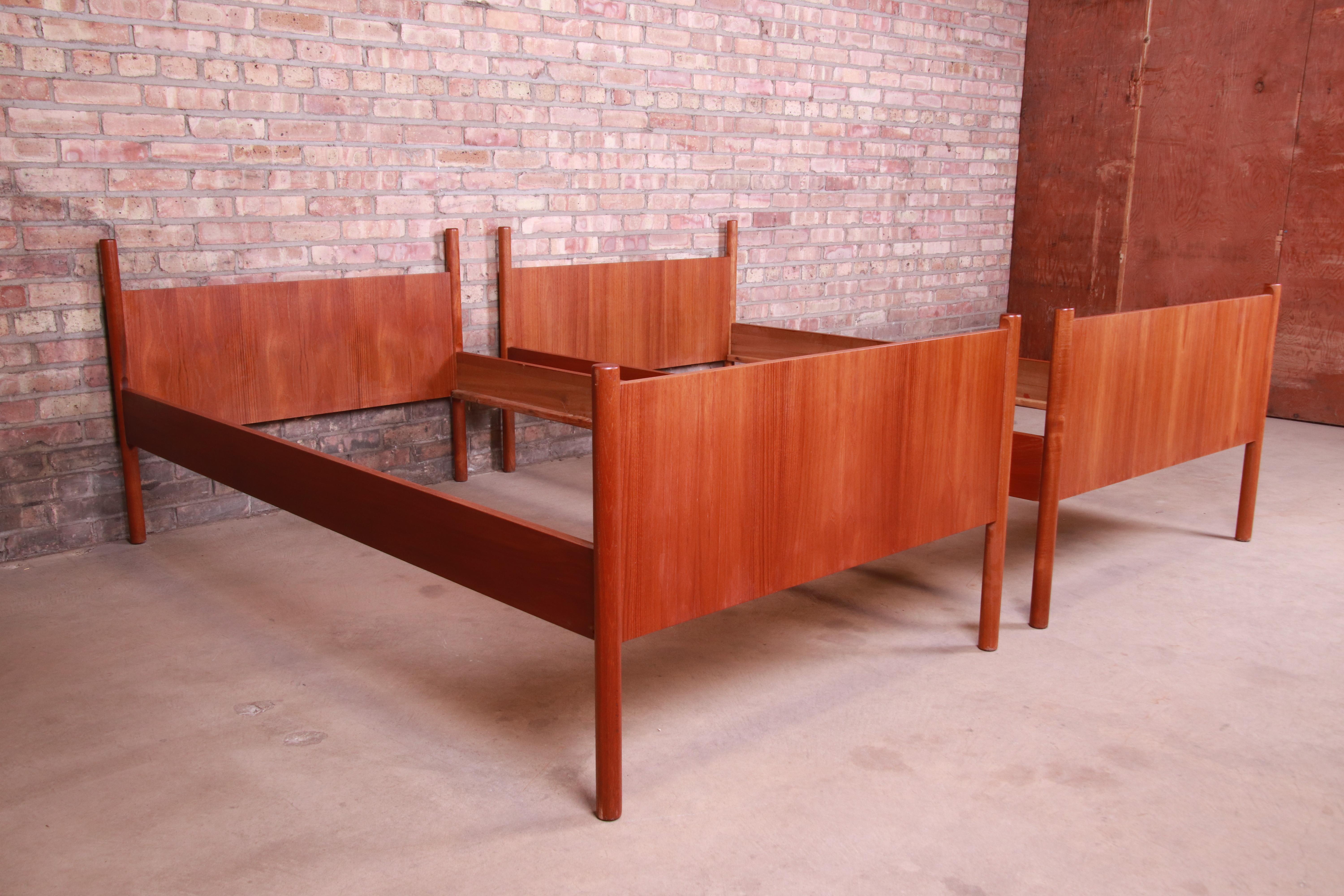Mid-20th Century Westnofa Midcentury Scandinavian Modern Teak Twin Bed Frames, Pair